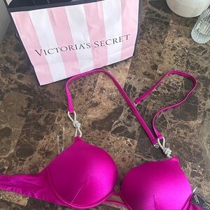 Victoria's Secret Fuchsia Swimsuit top with Silver Accents